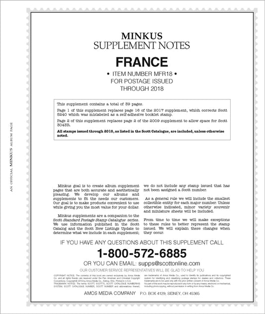 Minkus: France 2018 Supplement