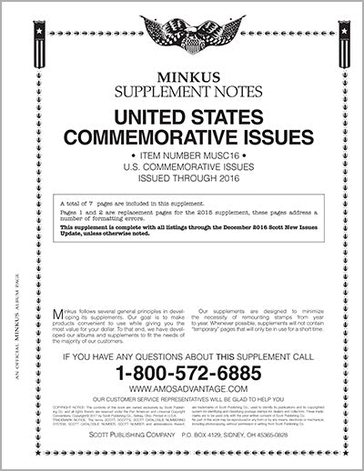 Minkus: US Commemoratives 2016 (8 Pages)