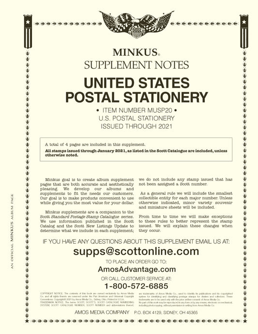 Minkus: US Postal Stationery 2000 Supplement