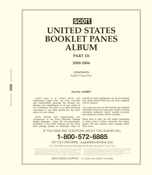 Scott US Booklet Pane 2000-2006