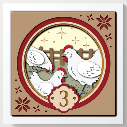 Shadow Box - 3 French Hens
