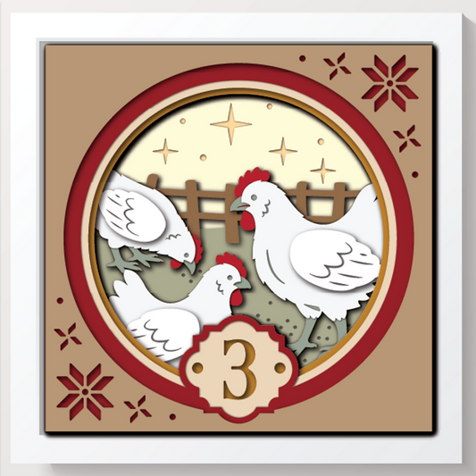 Shadow Box - 3 French Hens