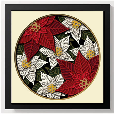 Shadow Box - Red And White Poinsettias