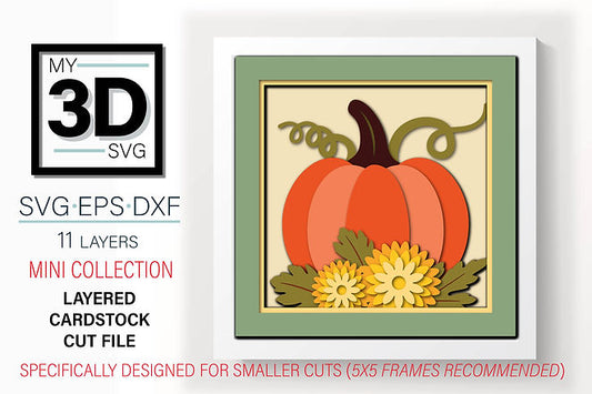Shadow Box - Pumpkin with flowers mini