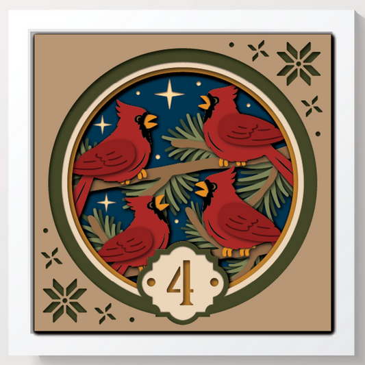 Shadow Box - 4 Calling Birds