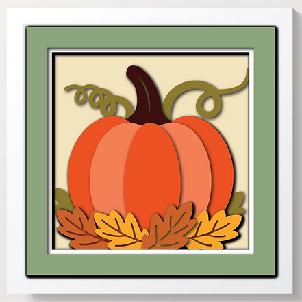 Shadow Box - Pumpkin with leaves mini