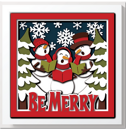 Shadow Box - Merry Snowmen