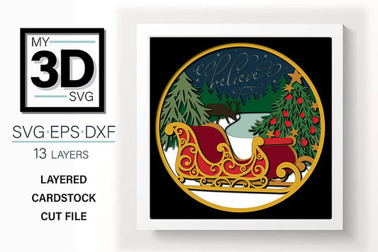 Shadow Box - Santa's Sled