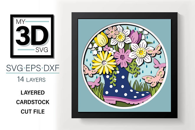 Shadow Box - Rain Boot Bouquet