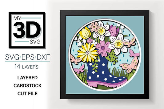 Shadow Box - Rain Boot Bouquet