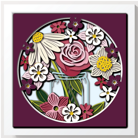 Shadow Box - Mason Jar Bouquet
