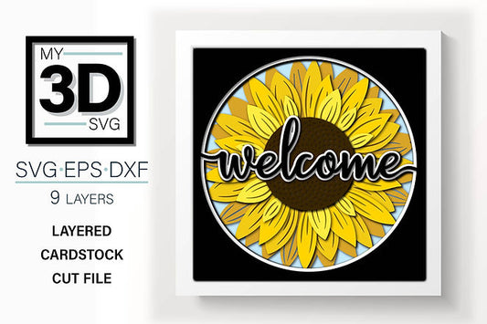 Shadow Box - Welcome Sunflower