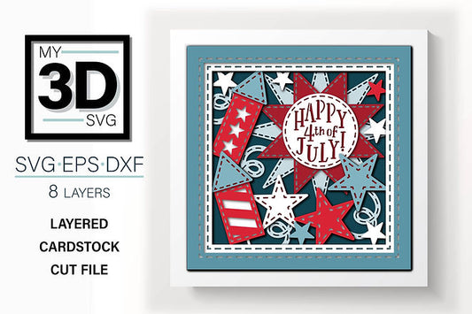 Shadow Box - Patchwork 4th of July