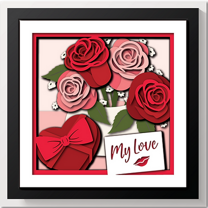 Shadow Box - Valentine Bouquet