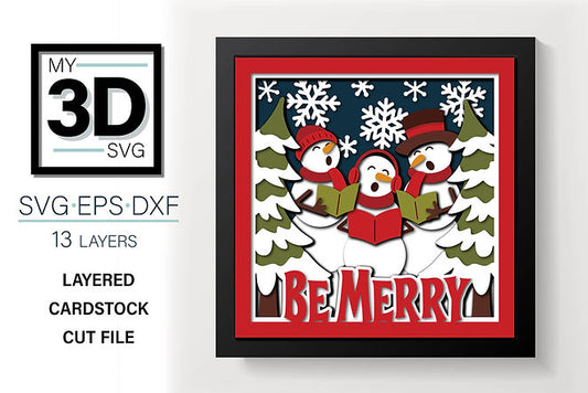 Shadow Box - Merry Snowmen