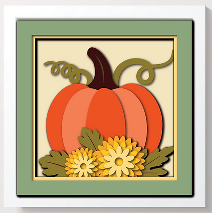 Shadow Box - Pumpkin with flowers mini