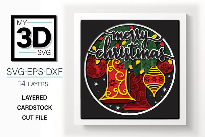 Shadow Box - Merry Christmas (Bells)