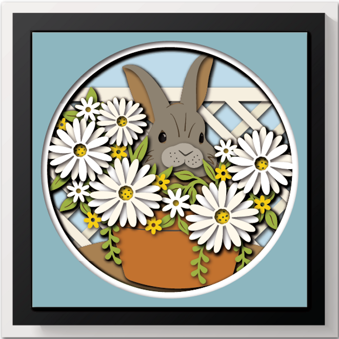 Shadow Box - Bunny In Daisy Pot