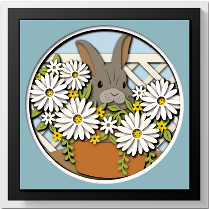 Shadow Box - Bunny In Daisy Pot