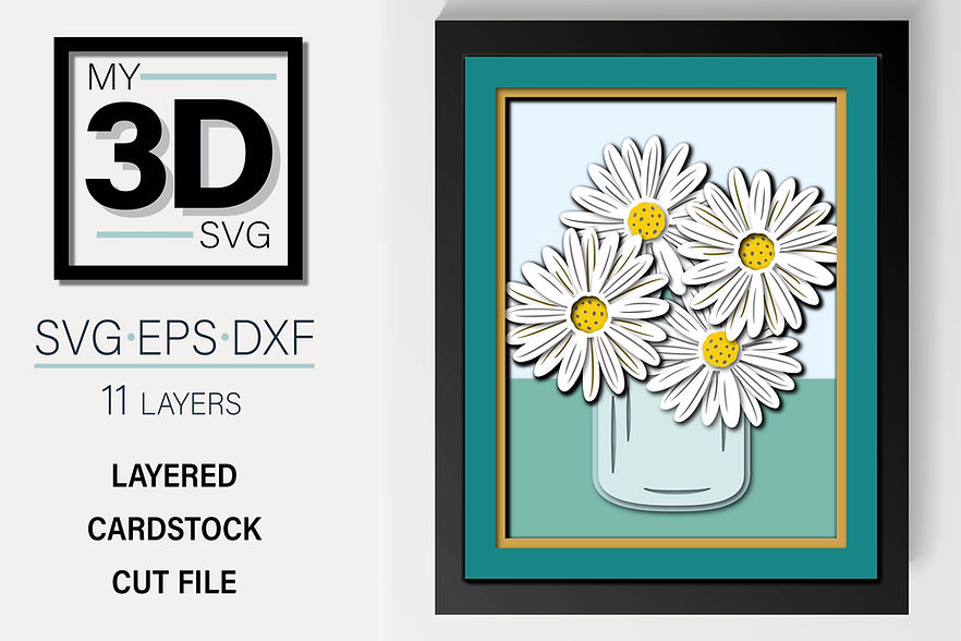 Shadow Box - Mason Jar Of Daisies
