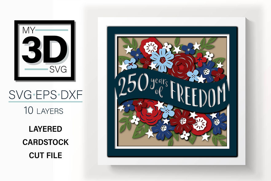 Shadow Box - 250 Years Freedom Flowers