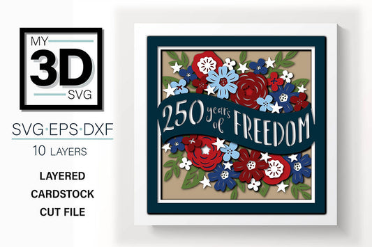 Shadow Box - 250 Years Freedom Flowers