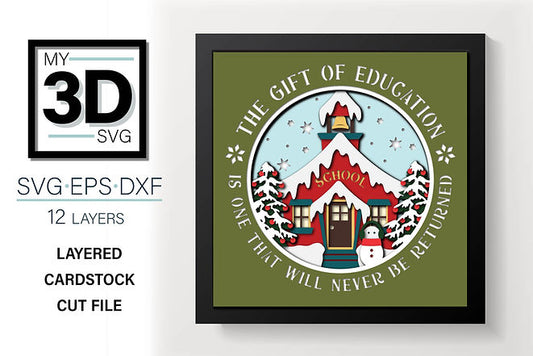Shadow Box - Christmas School House
