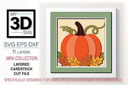 Shadow Box - Pumpkin with leaves mini