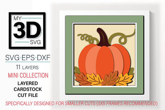 Shadow Box - Pumpkin with leaves mini