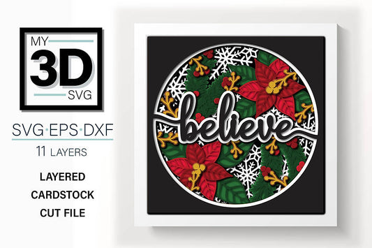 Shadow Box - Believe (Poinsettia)