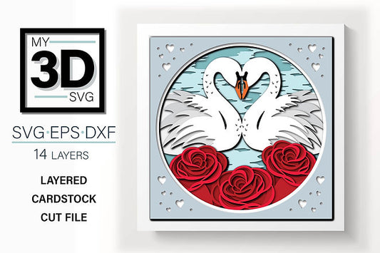 Shadow Box - Swans (valentine)
