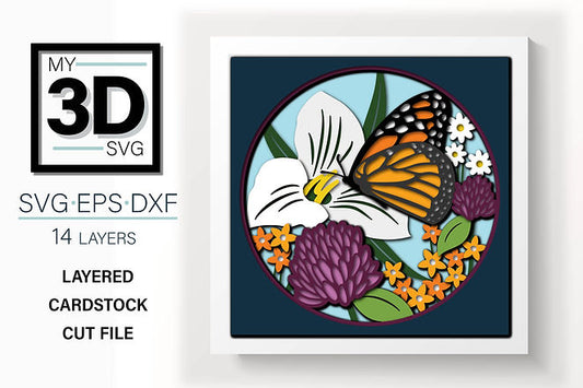 Shadow Box - Monarch On Flower