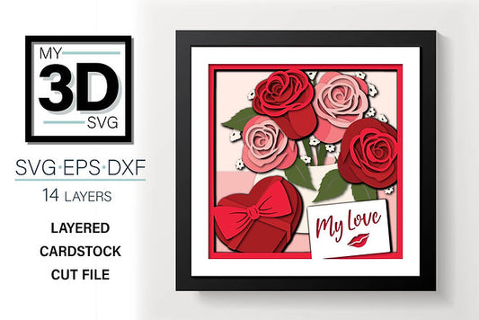 Shadow Box - Valentine Bouquet