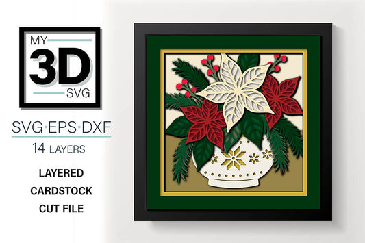 Shadow Box - Christmas Bouquet Square