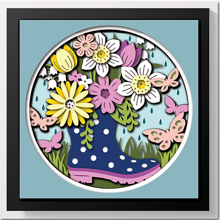 Shadow Box - Rain Boot Bouquet
