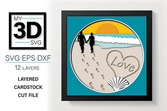 Shadow Box - Couple On Beach