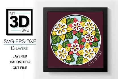 Shadow Box - Columbine Flowers