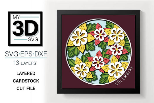 Shadow Box - Columbine Flowers