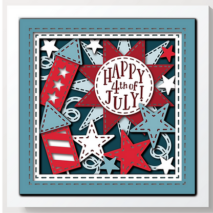 Shadow Box - Patchwork 4th of July