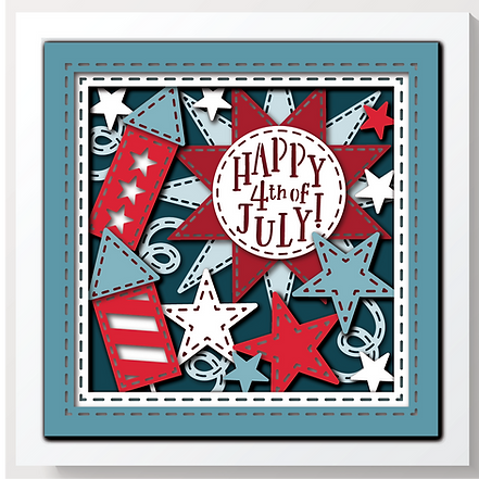 Shadow Box - Patchwork 4th of July