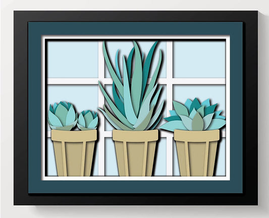 Shadow Box - Succulents In Pots