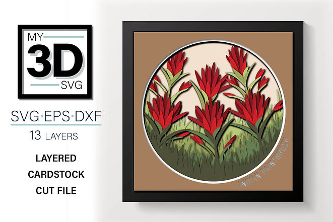 Shadow Box - Indian Paintbrush Flower