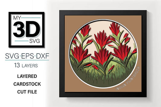 Shadow Box - Indian Paintbrush Flower