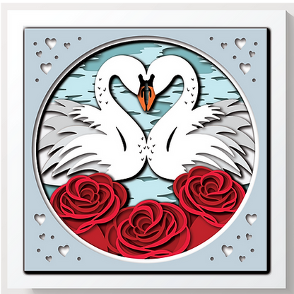 Shadow Box - Swans (valentine)