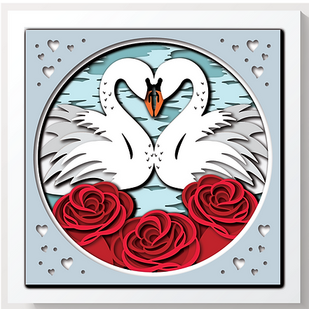 Shadow Box - Swans (valentine)