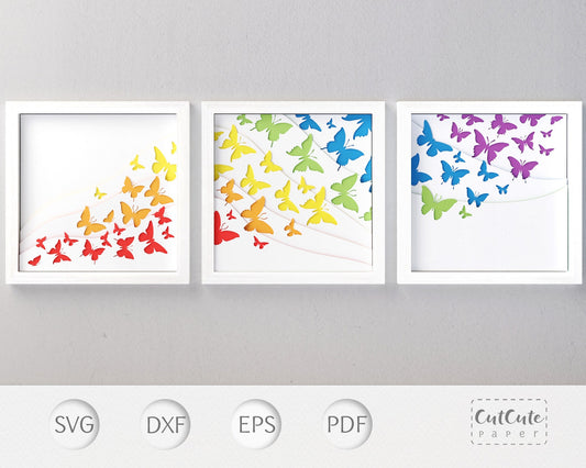 Shadow Box - Butterflies 3 panel