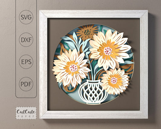 Shadow Box - Flowers Vase