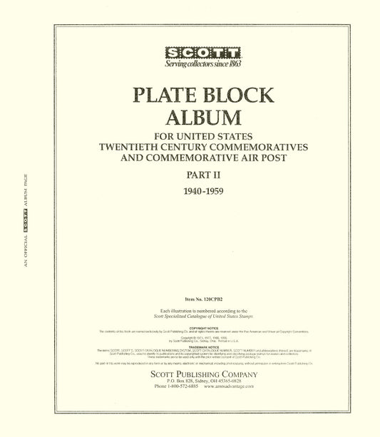 Scott US Commemorative Plate Blocks 1940-1959