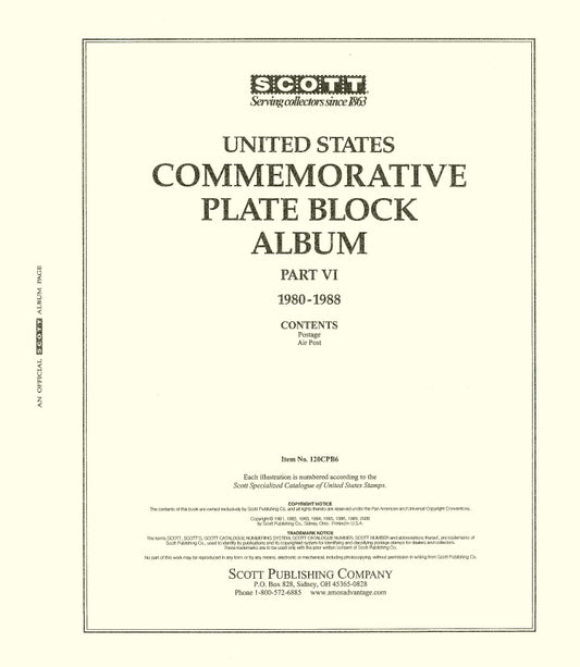 Scott US Commemorative Plate Blocks 1980-1988