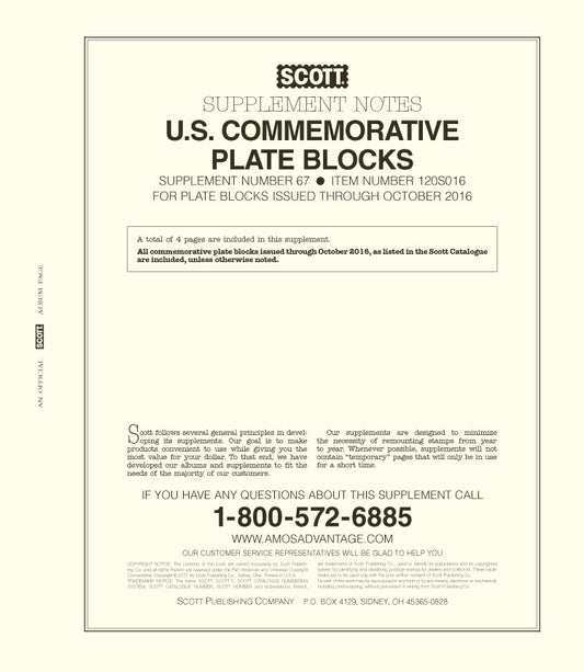 Scott US Commemorative Plate Blocks 2016 #67